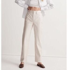 Madewell NWT Sz 28 Perfect Vintage Straight Jean Faux Leather‎ Cream High Rise